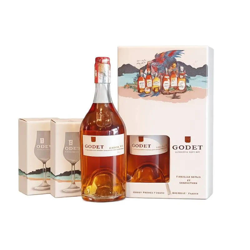 GODET Cognac VS 'Great Classics' 0.70 ltr Gift Pack + 2 glasses