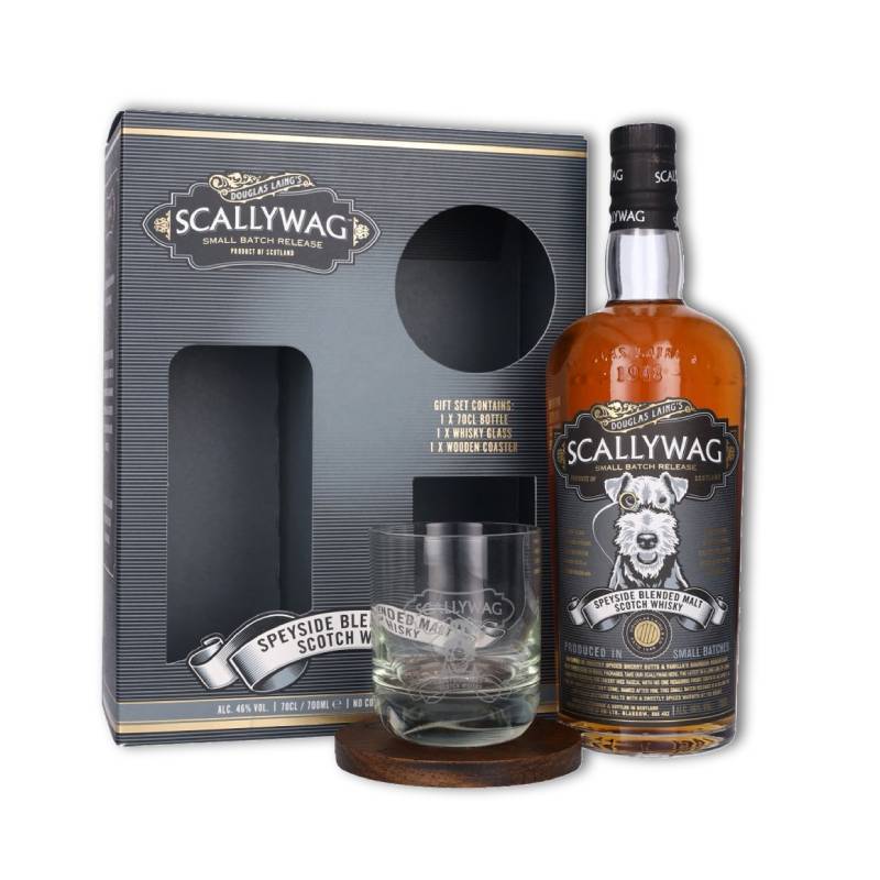 SCALLYWAG Speyside Malt Whisky Pack de regalo con vaso + posavasos 0,70 l