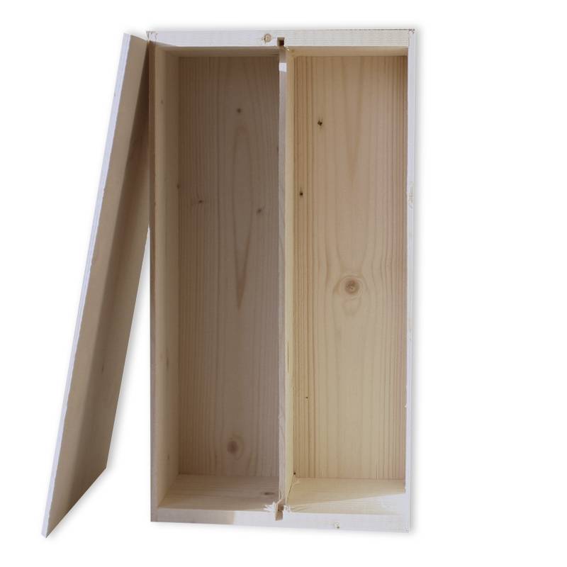 CAJA DE MADERA PARA VINO 2 COMPARTIMENTOS (tapa suelta)
