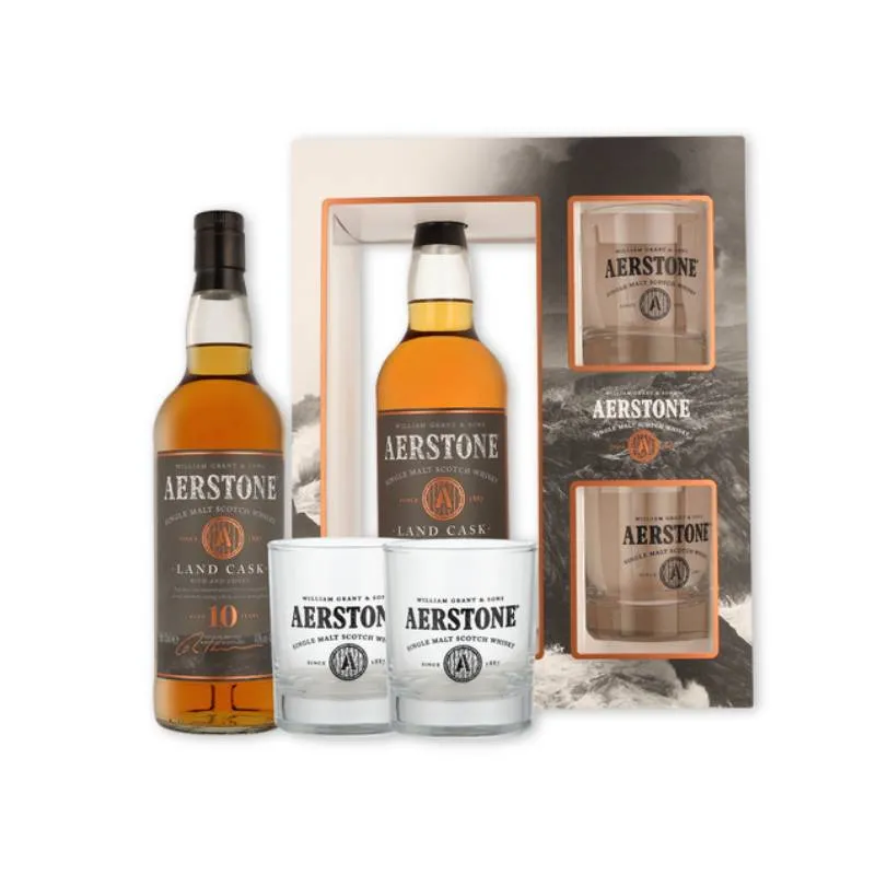 AERSTONE 10 jaar cask GVP + 2 glazen 0,70 ltr.