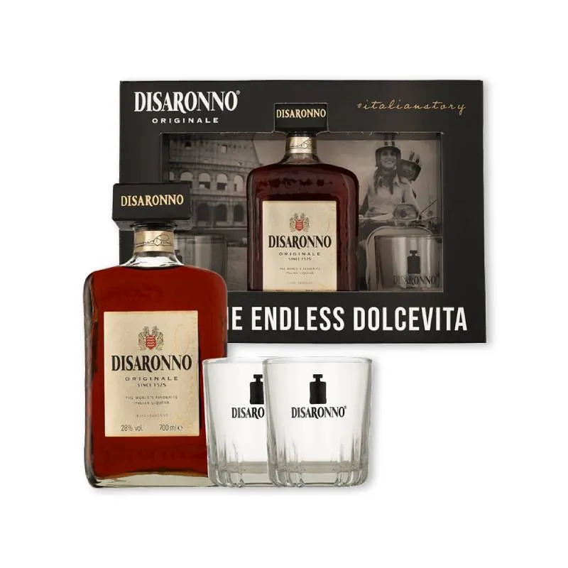 DISARONNO 0.70 L 500 Years Gift Pack + 2 Glasses
